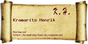 Kramarits Henrik névjegykártya